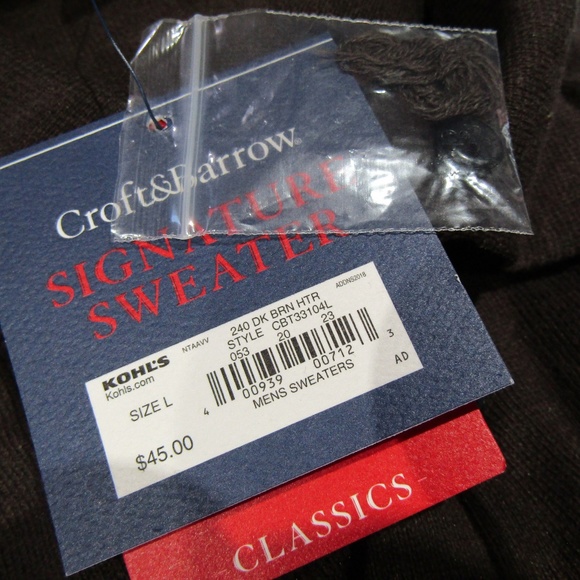 NEW Croft & Barrow Dark Brown Heather Sweater Sz L - Picture 3 of 5